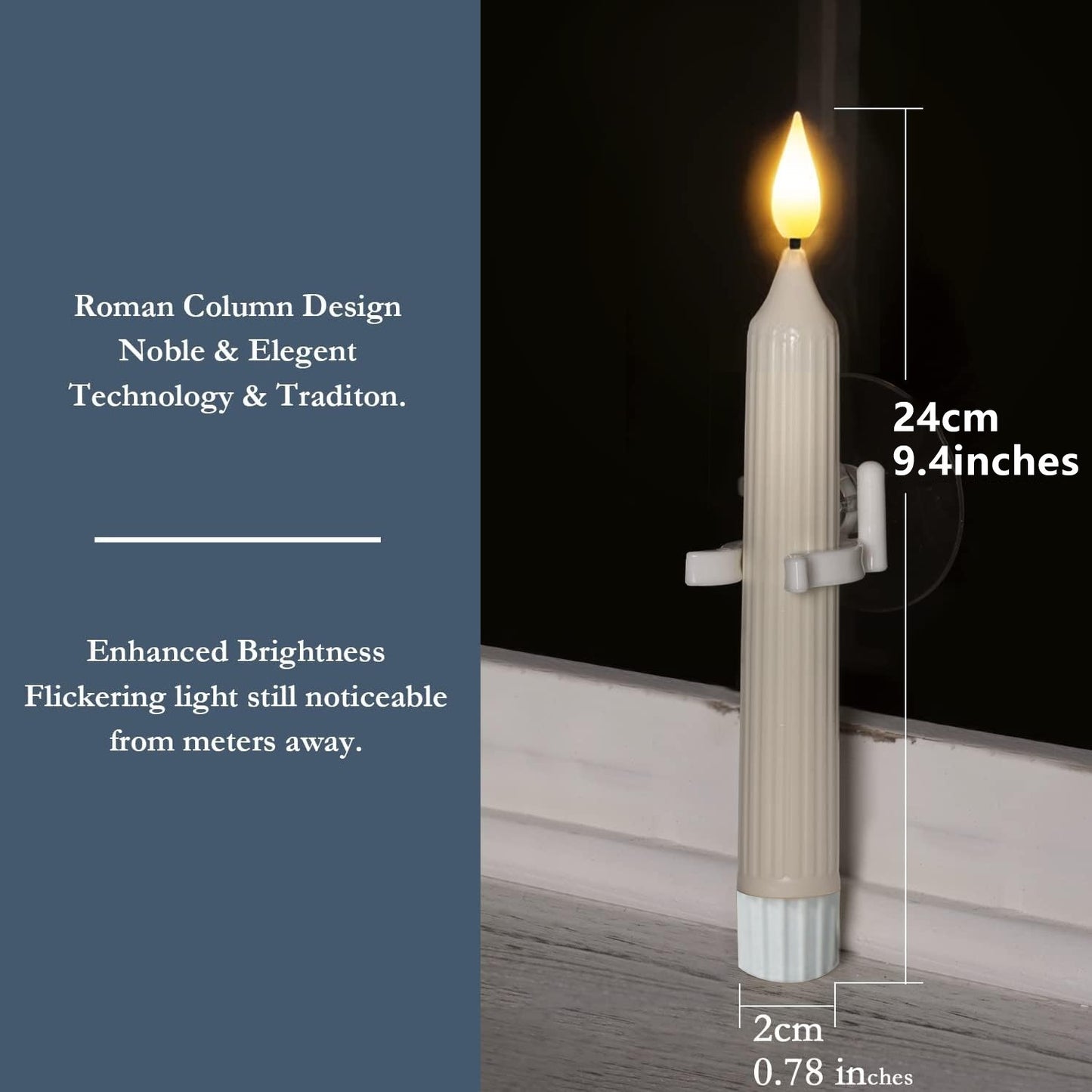 🎄CHRISTMAS ON SALE🔥Window flameless Led tapered candle dusk dawn