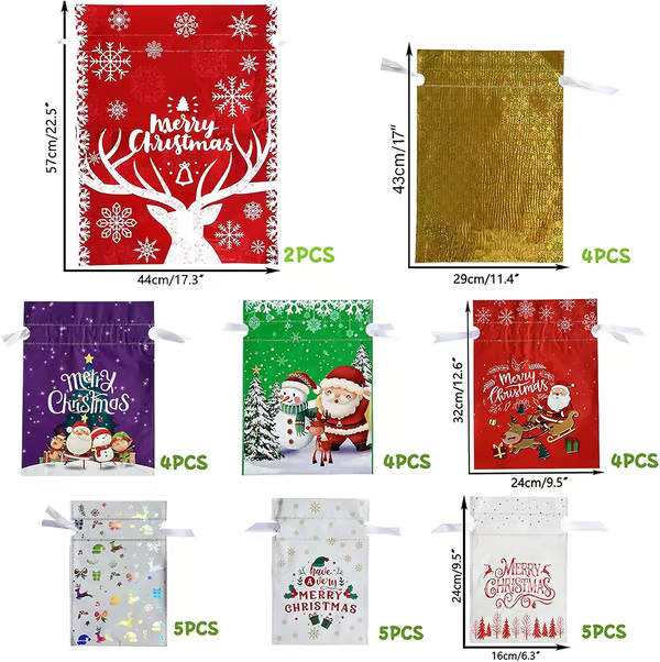 🎅Early Christmas Sale 49% OFF 🎁 Christmas Cheer Drawstring Gift Bags - 33-Pack